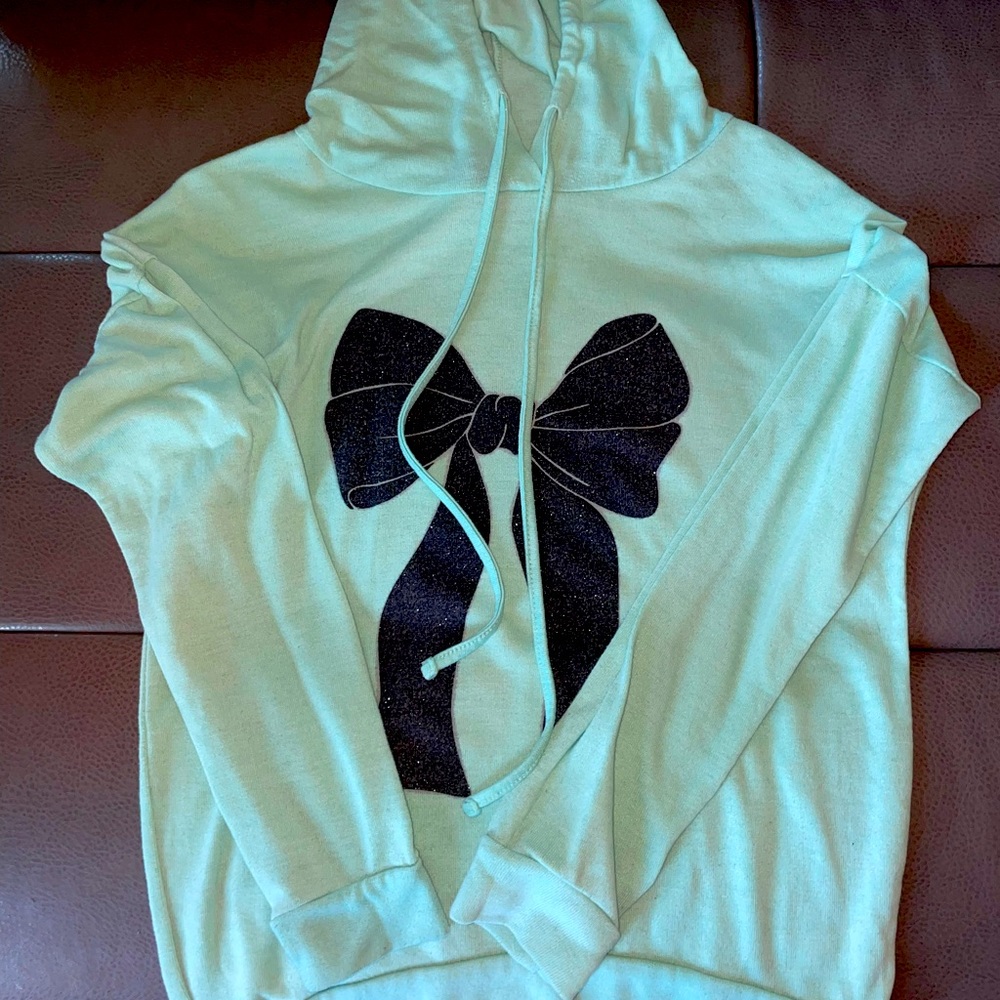 Small mint green sweater with hood